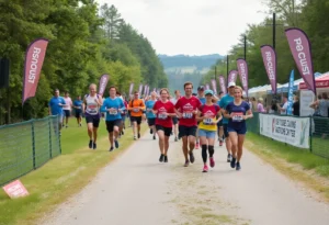 Participants of the Life Distance, 5K and Fun Run race on a beautiful trail