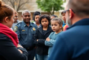 Community members engaging in discussions about child safety and prevention