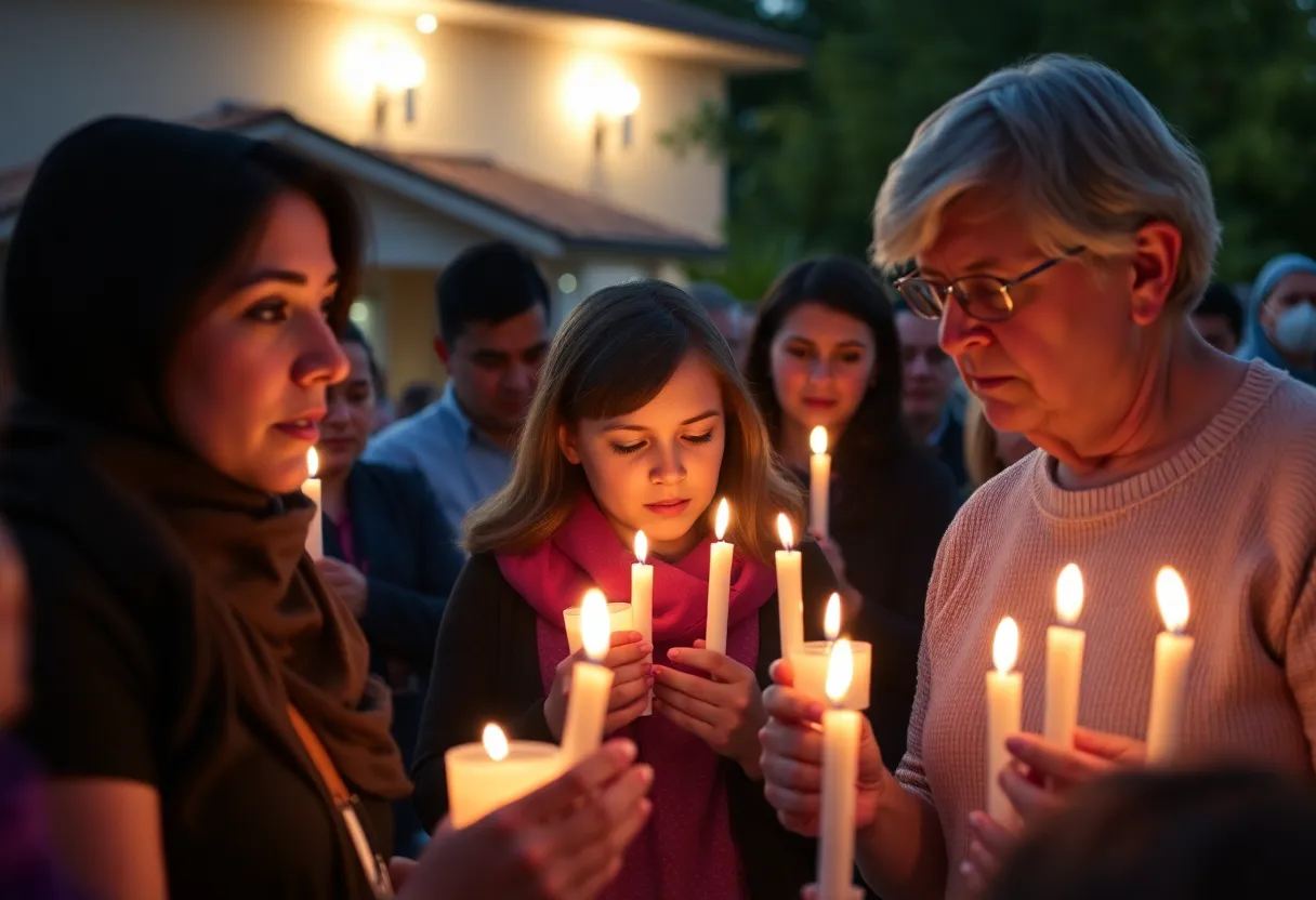 Community members gathered for a vigil in memory of Monique and Spencer Tepe.