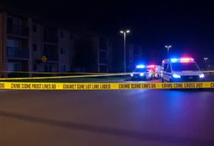 Crime scene with police tape at Luxor Club Apartments