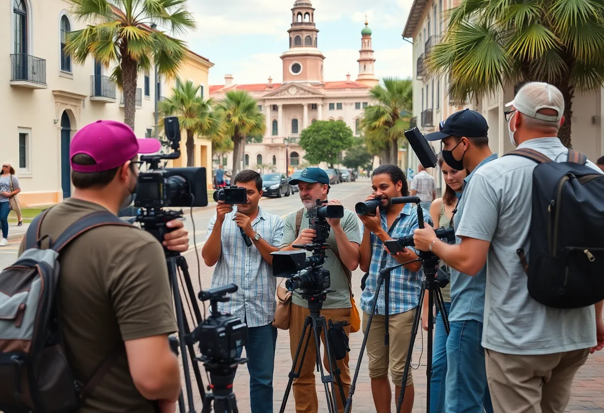 Film crew working on a documentary in St. Augustine