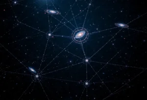 Cosmic map depicting dark matter connections between galaxies