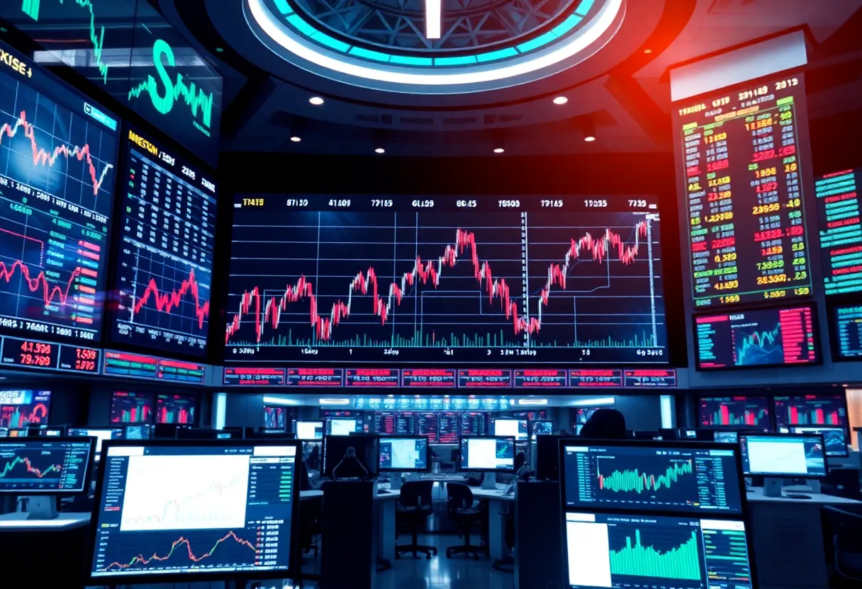 A futuristic digital trading platform representation