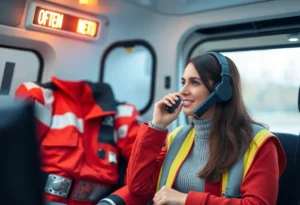 Woman on the phone seeking help for domestic violence