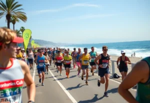 Runners participating in the DONNA Marathon at Jacksonville Beach