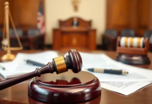 Courtroom scene representing Dun & Bradstreet FTC settlement