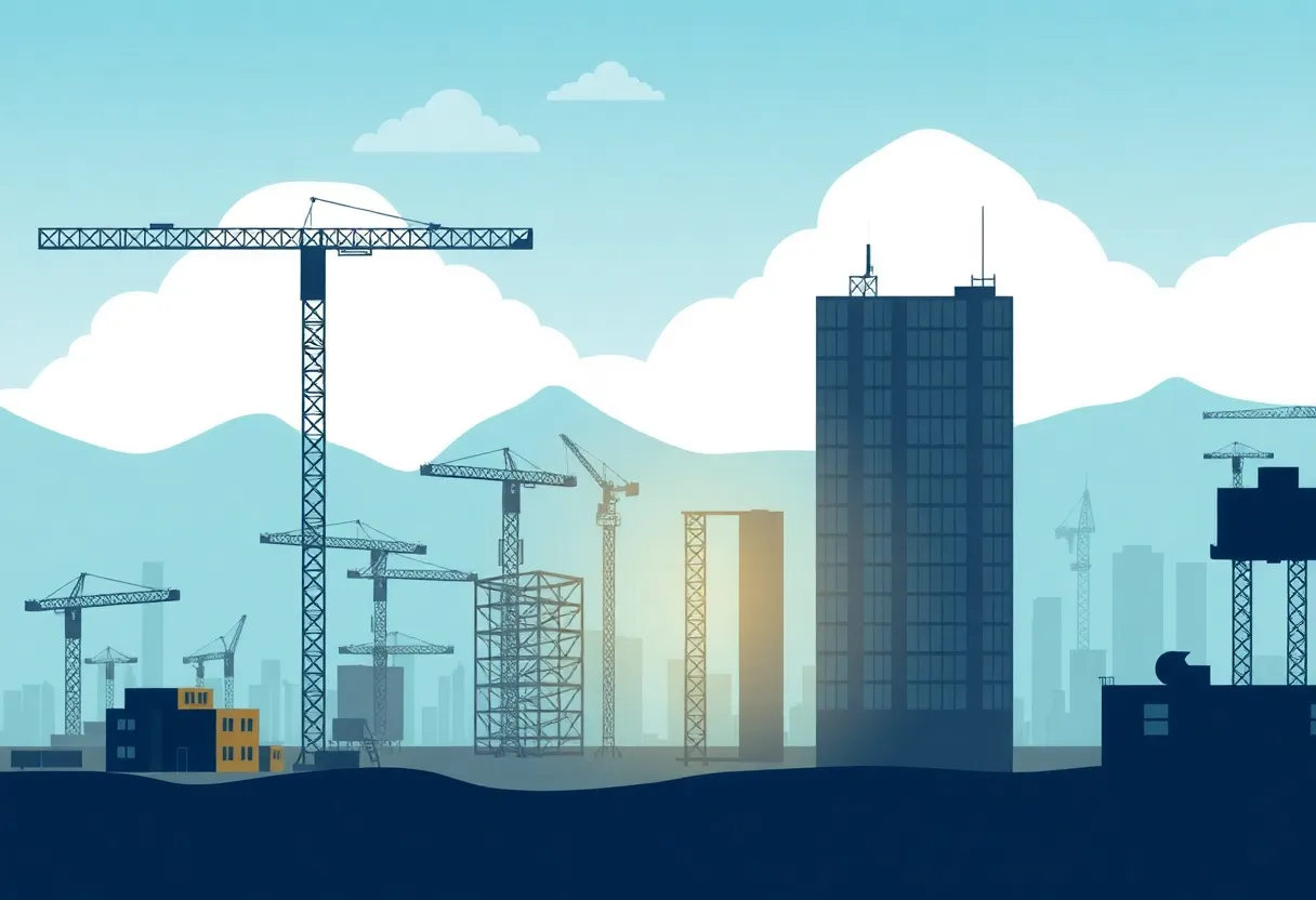 Illustration representing EMCOR Group's strategic growth in construction and acquisitions.