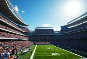 Fans gathering at EverBank Stadium for the playoff game between the Buffalo Bills and Jacksonville Jaguars