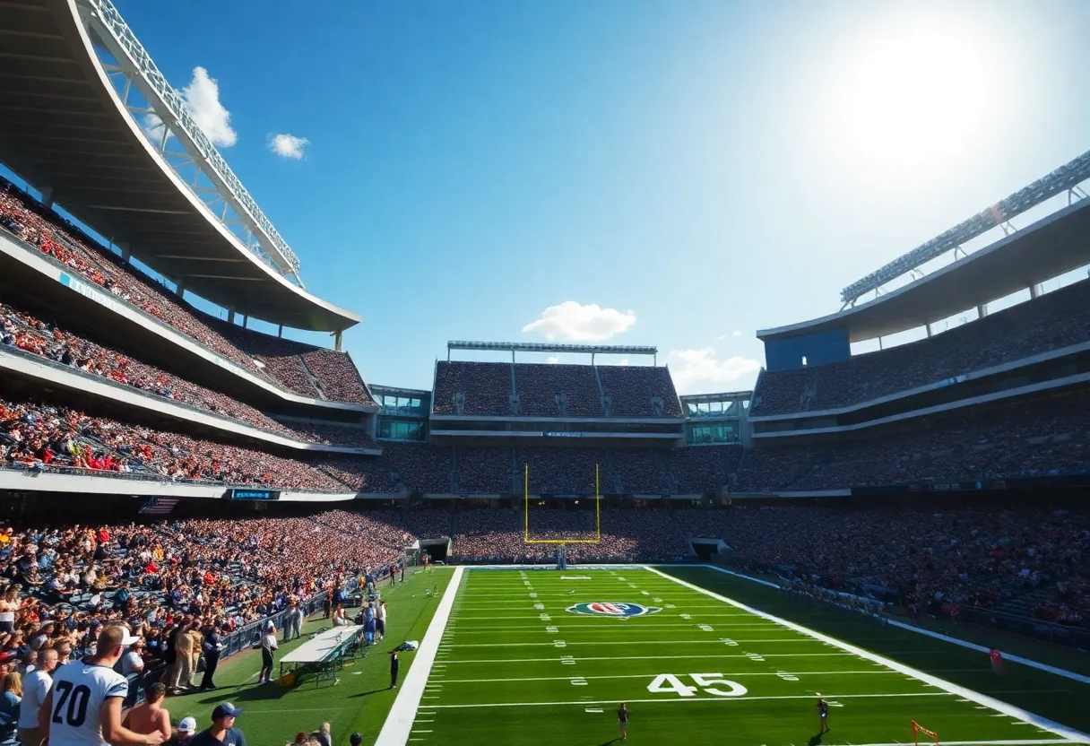 Fans gathering at EverBank Stadium for the playoff game between the Buffalo Bills and Jacksonville Jaguars
