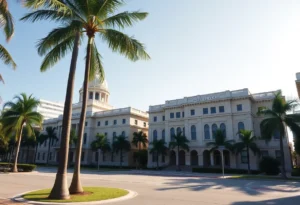 Federal buildings in West Palm Beach surrounded by palm trees