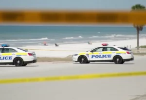 Police cars at Fernandina Beach as an investigation unfolds
