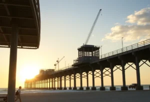 Demolition of the historic Flagler Beach Pier in Florida.