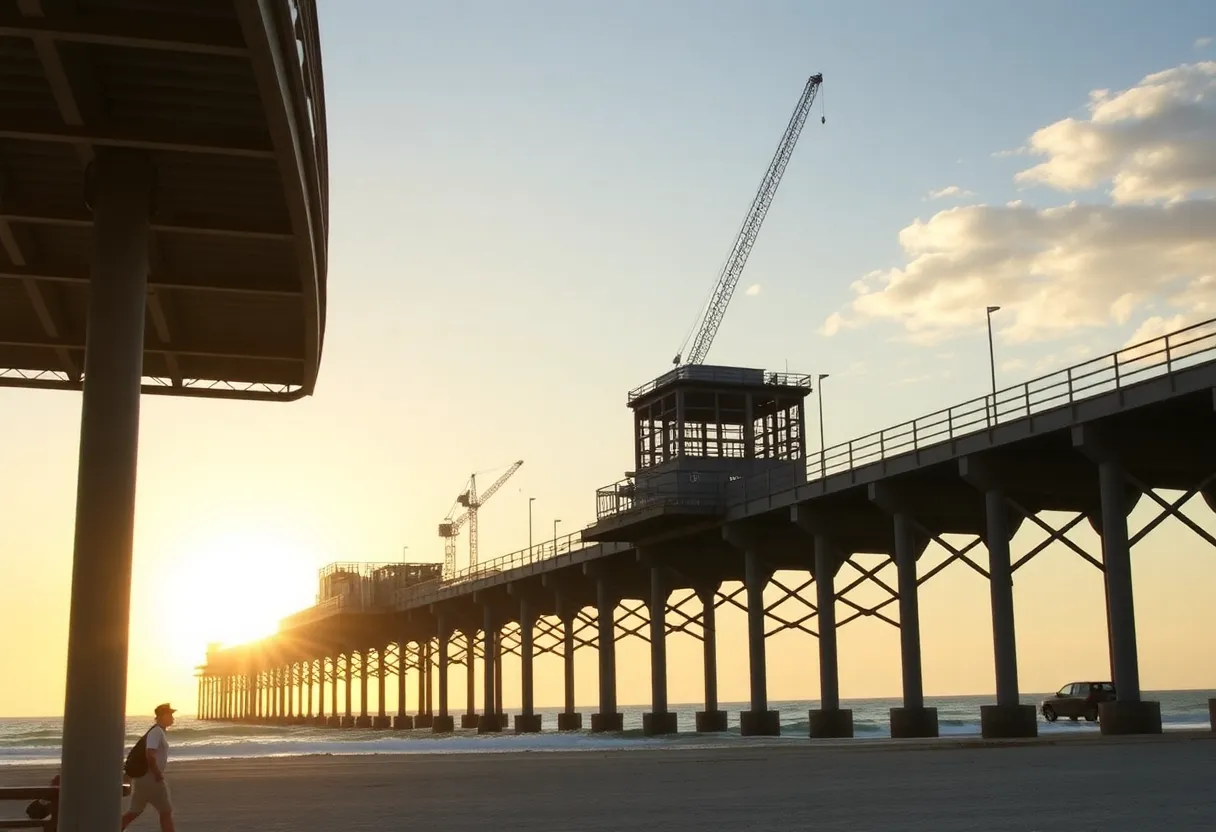 Demolition of the historic Flagler Beach Pier in Florida.