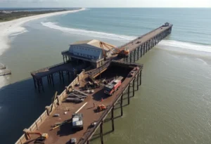 Demolition of the historic Flagler Beach Pier in Florida