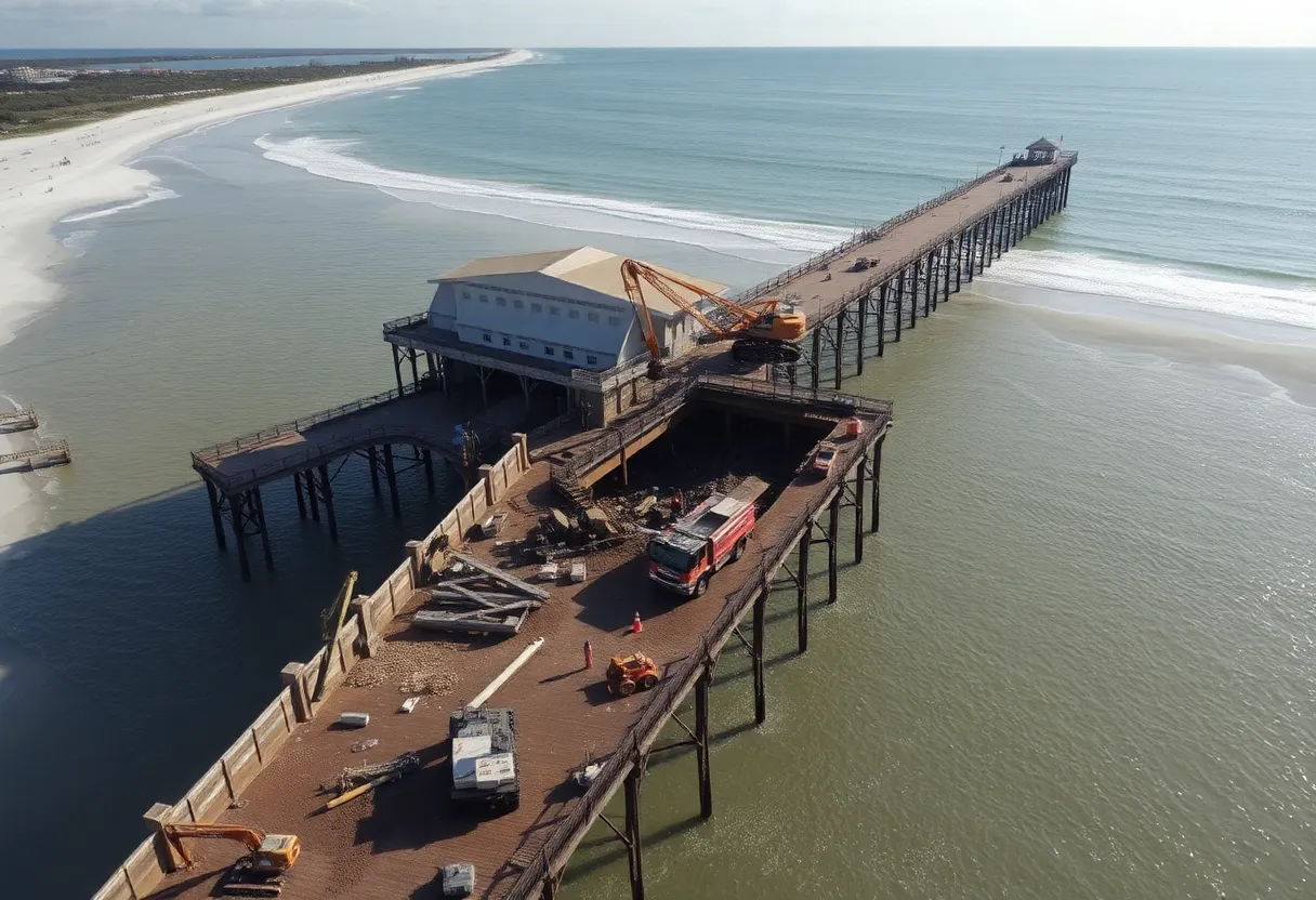 Demolition of the historic Flagler Beach Pier in Florida