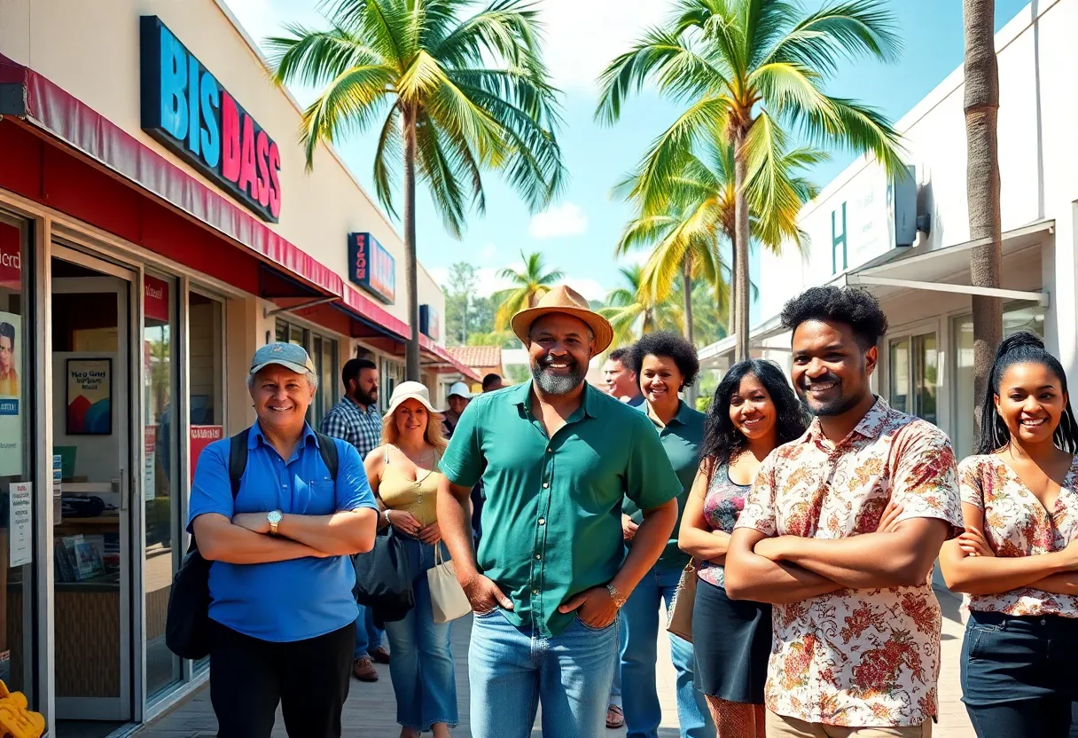 A group of small business owners in Florida expressing optimism for their future.
