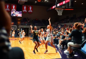 Women athletes playing college basketball at the Fort Myers Tip-Off
