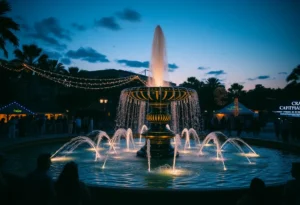 Friendship Fountain during New Year's Eve celebration in Jacksonville