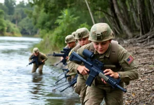 Future Marines undergoing training exercises at Blount Island.