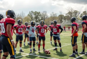 Florida Gators football team practicing on the field.