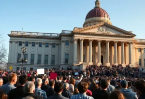 Crowd at the California State Capitol for Governor Newsom's final address