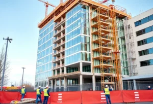 Construction site of HCA Florida Memorial Hospital's surgical tower renovation