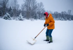 Person shoveling snow on a cold winter day
