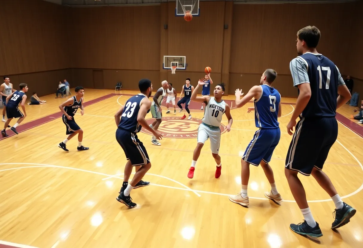Basketball players from the Charlotte Hornets and Washington Wizards in an intense game on court.