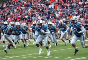 Indiana Hoosiers football team showcasing teamwork during a game