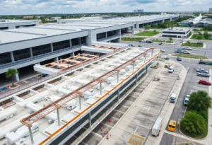 View of the Jacksonville Airport parking garage undergoing rehabilitation