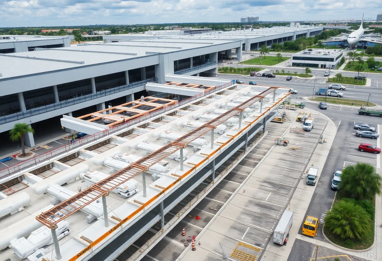 View of the Jacksonville Airport parking garage undergoing rehabilitation
