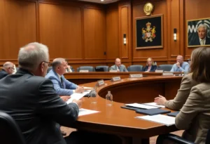 Jacksonville City Council members in a meeting focused on financial governance.