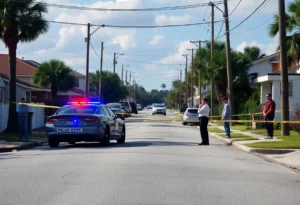 Community members and police at a Jacksonville crime scene