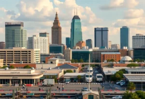 Skyline view of Jacksonville, Florida with business establishments