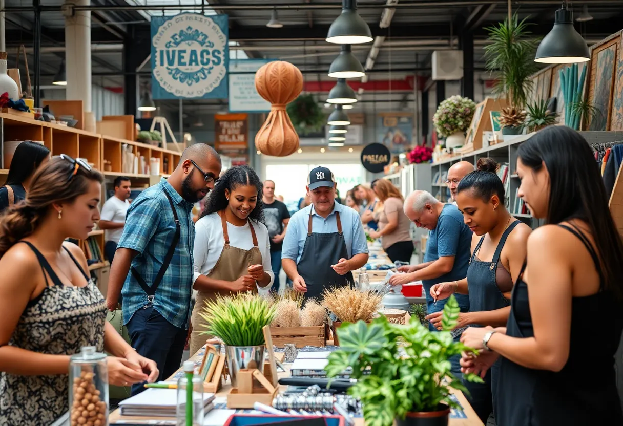 Local entrepreneurs collaborating in a Jacksonville marketplace