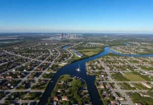 Aerial view of Jacksonville with housing developments
