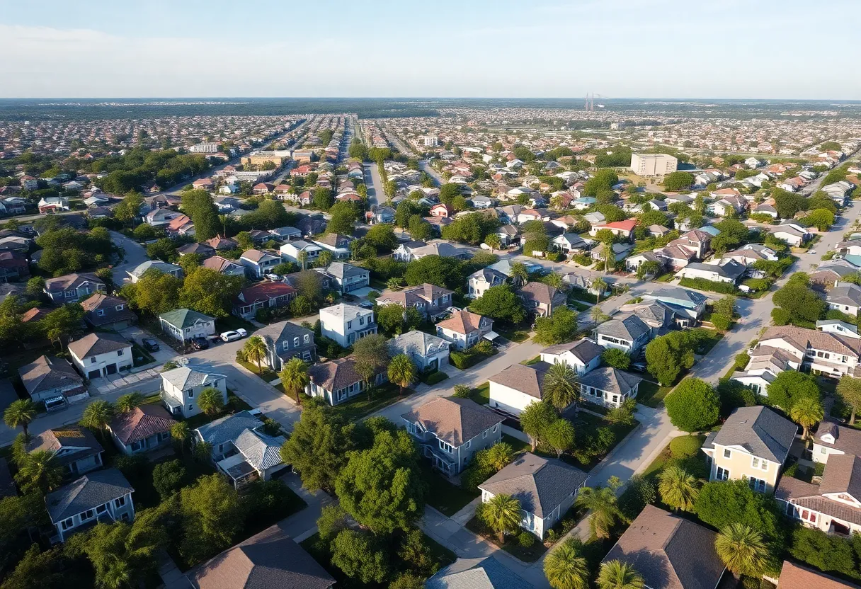 Aerial view of Jacksonville showing diverse residential neighborhoods