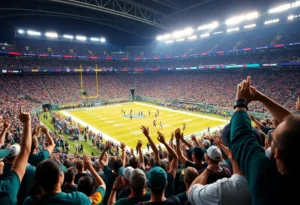 Fans enjoying a Jacksonville Jaguars playoff game at EverBank Stadium