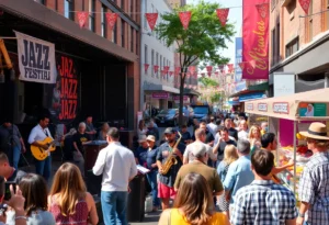 Musicians performing at the Jacksonville Jazz Festival in downtown Jacksonville.