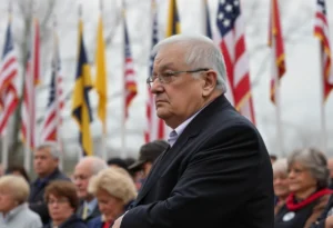 A community event illustrating politically charged symbols during a memorial day.