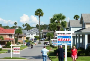 A vibrant neighborhood in Jacksonville showing homes and outdoor activities.
