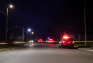Police lights in a residential area after a shootout