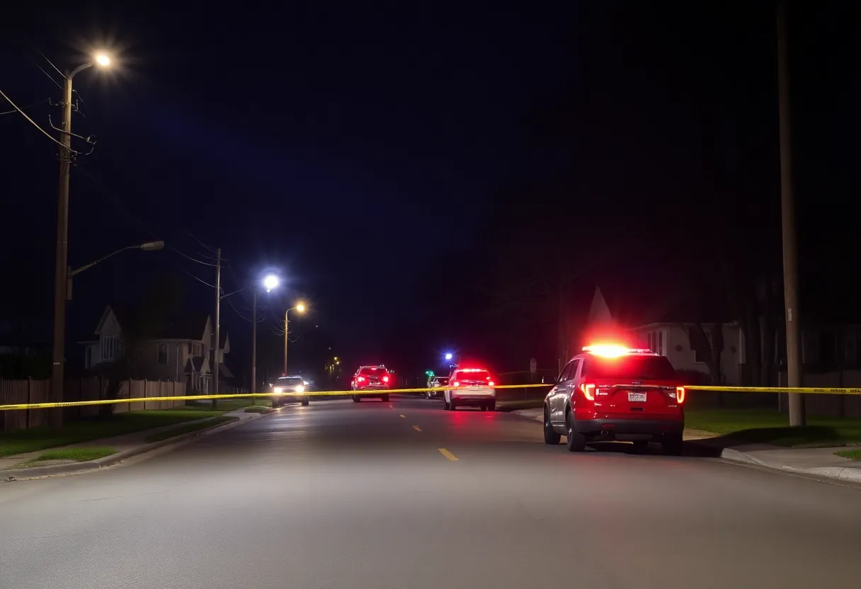Police lights in a residential area after a shootout