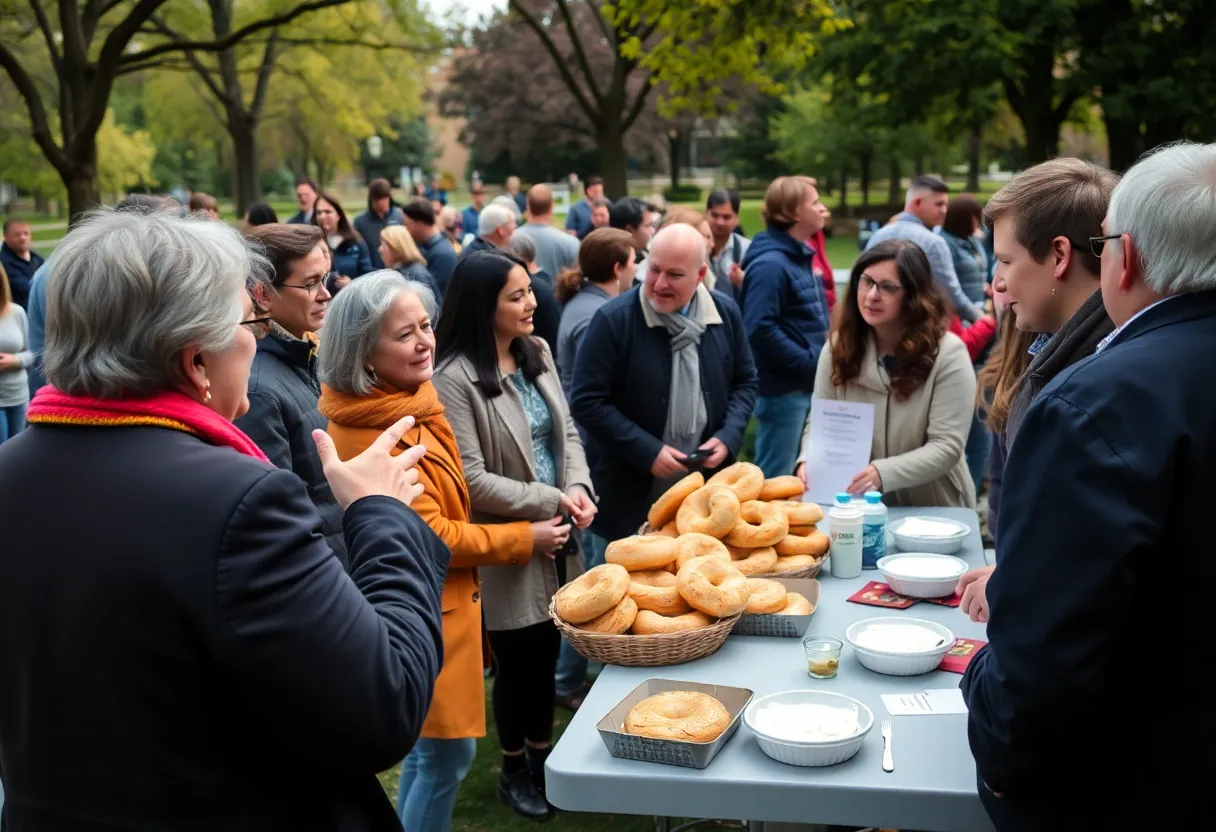 Community members participating in Spread Cream Cheese Not Hate event