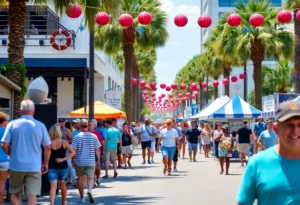 Scene from Jacksonville weekend events featuring a concert and a boat show.