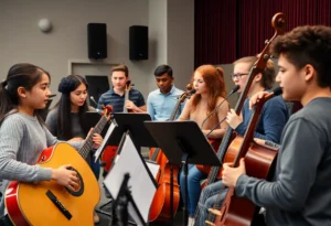 Ten young musicians from Jacksonville rehearsing for their Carnegie Hall performance.