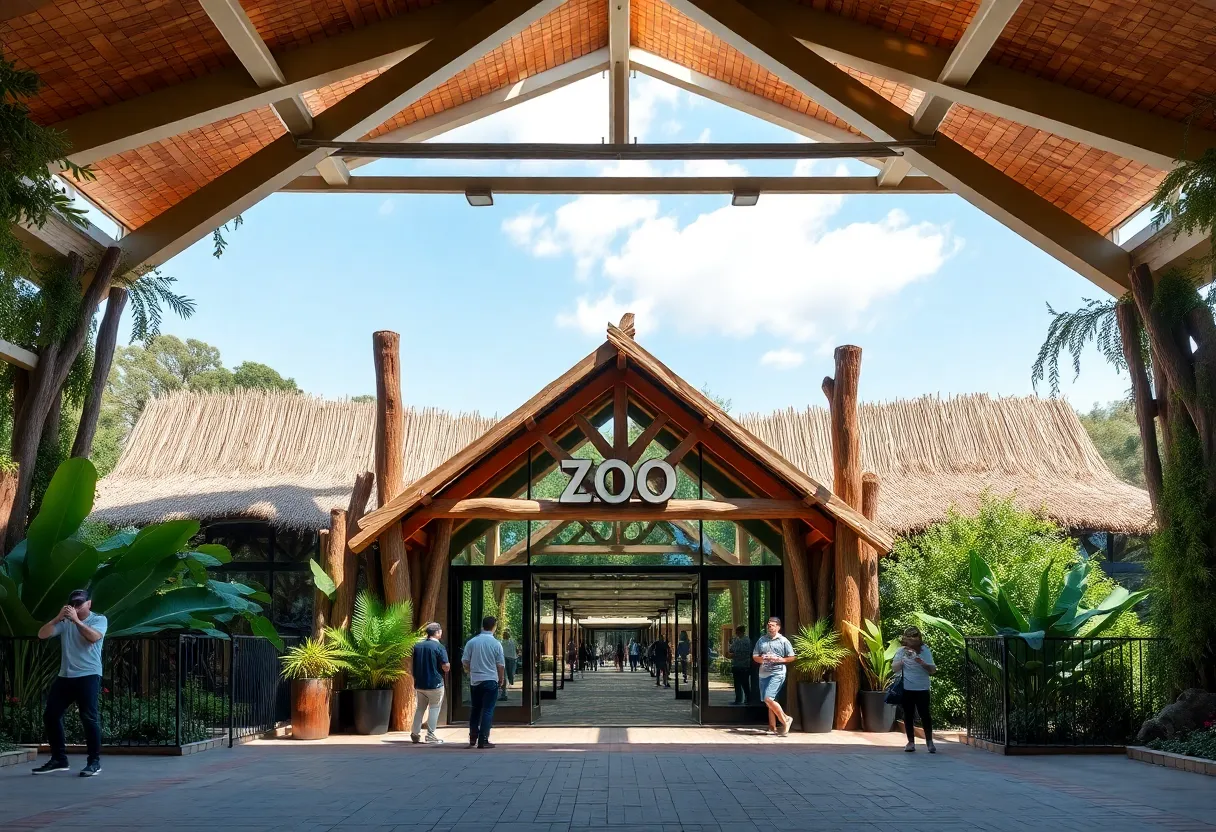 New entrance of the Jacksonville Zoo featuring modern architecture.