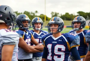 Jacksonville Jaguars players in discussion on the field