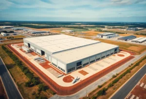 Aerial view of the new logistics distribution center site in Jacksonville