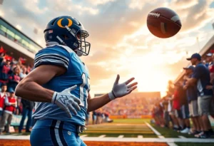 Dynamic football scene illustrating college recruitment.